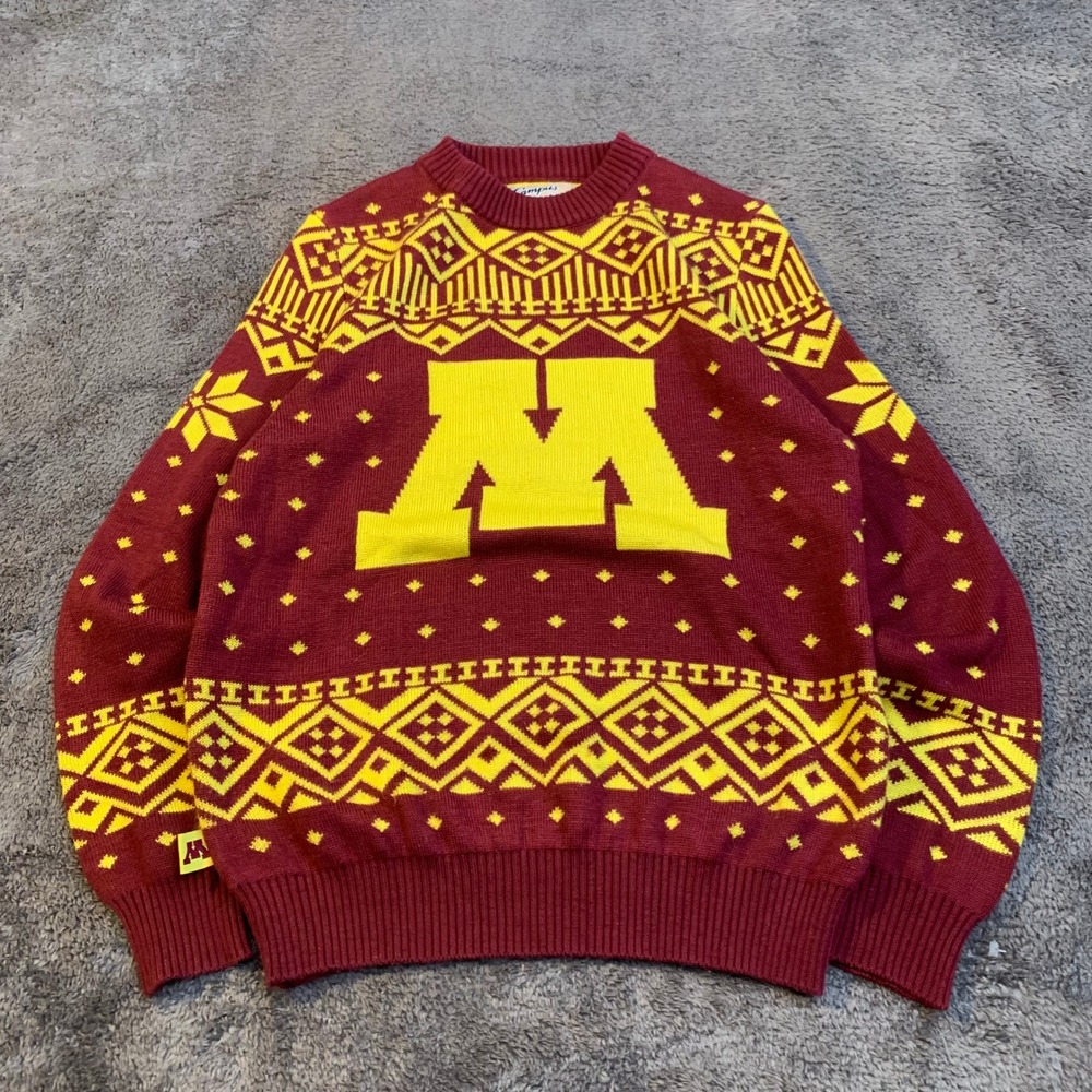 Campus Specialties Minnesota Golden Gophers Knit Sweater Maroon Gold Mens Medium